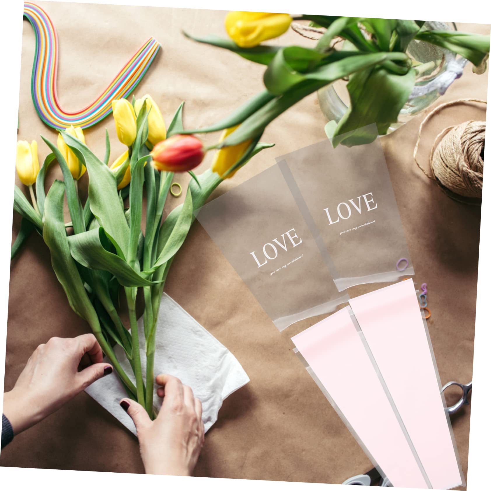 LALAFINA 100pezzi Sacchetti Trasparenti Per Bouquet Maniche Per Singole Confezionamento Per Matrimonio e Regali