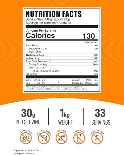 Miniatura 8 de BulkSupplements.com Proteína en polvo de harina de maní, mantequilla de maní en polvo, proteína de mantequilla de maní, mantequilla de maní en