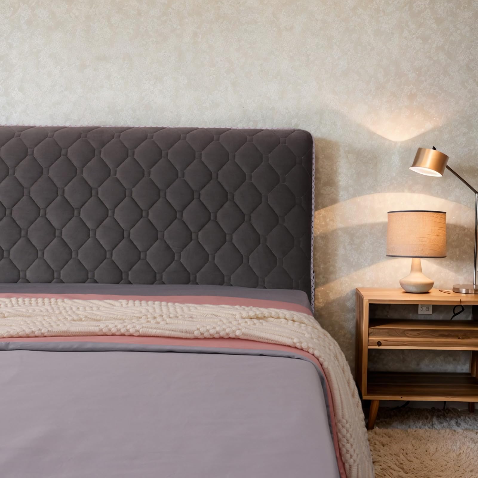 Copri/Copertura Testata Letto Matrimoniale Elastica Fodera, Decorazione - Foto 3