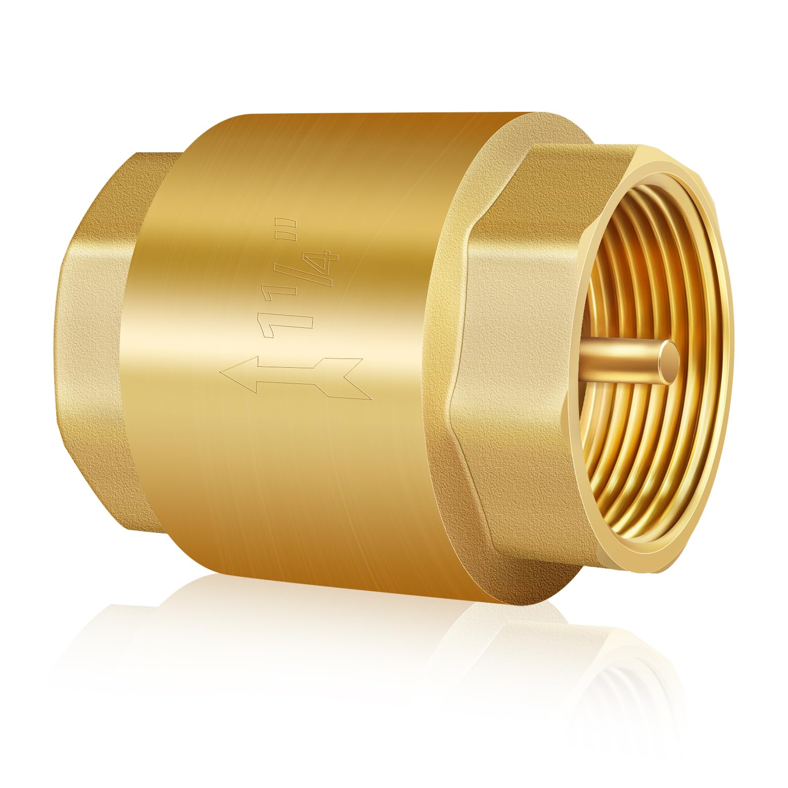 Boltigen Solid Brass Spring Check Valve 1-1/4 Inch NPT