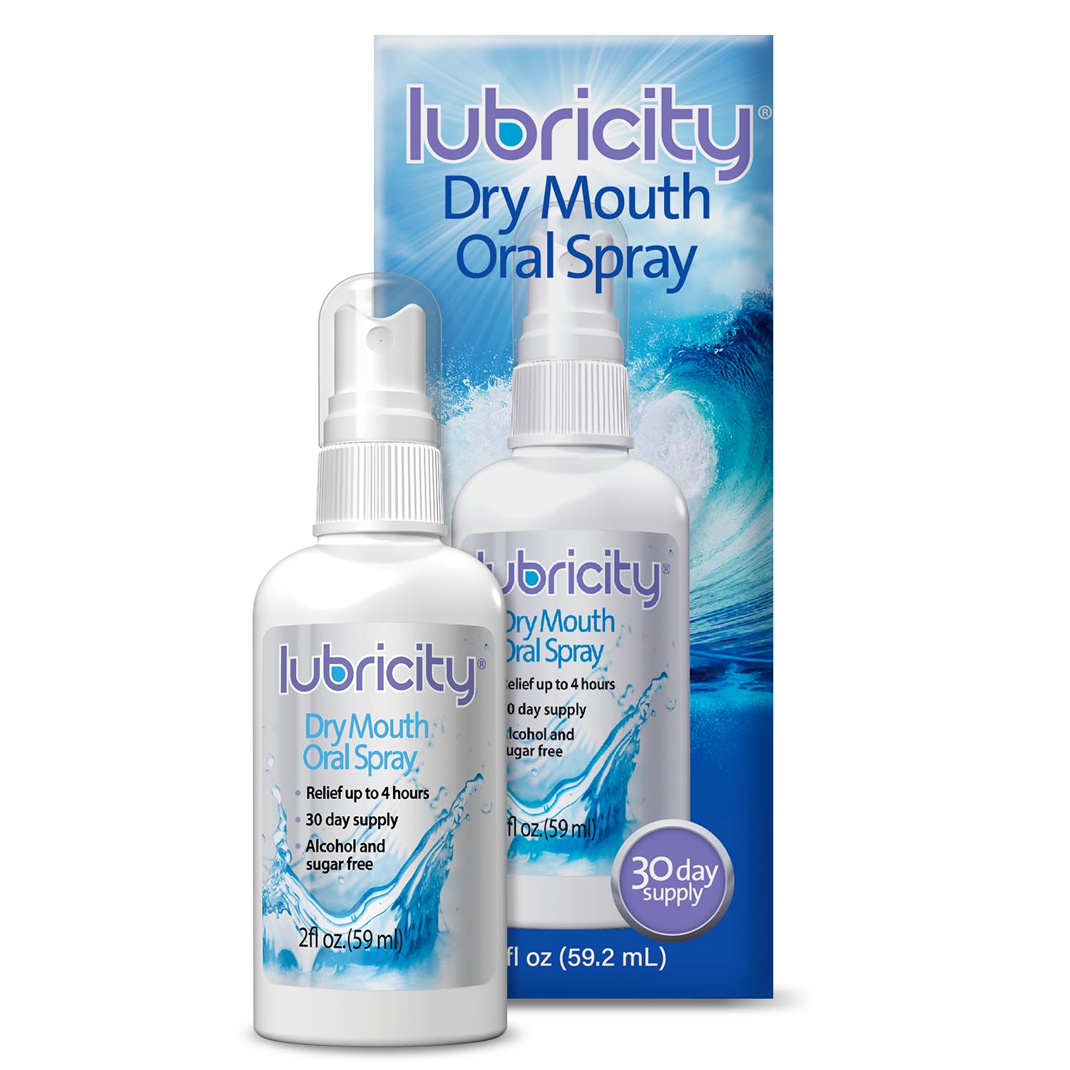 Spray Oral Lubricity para Alívio Sintomático da Boca Seca, Sem Sabor - 56 g, Suprimento para 30 Dias