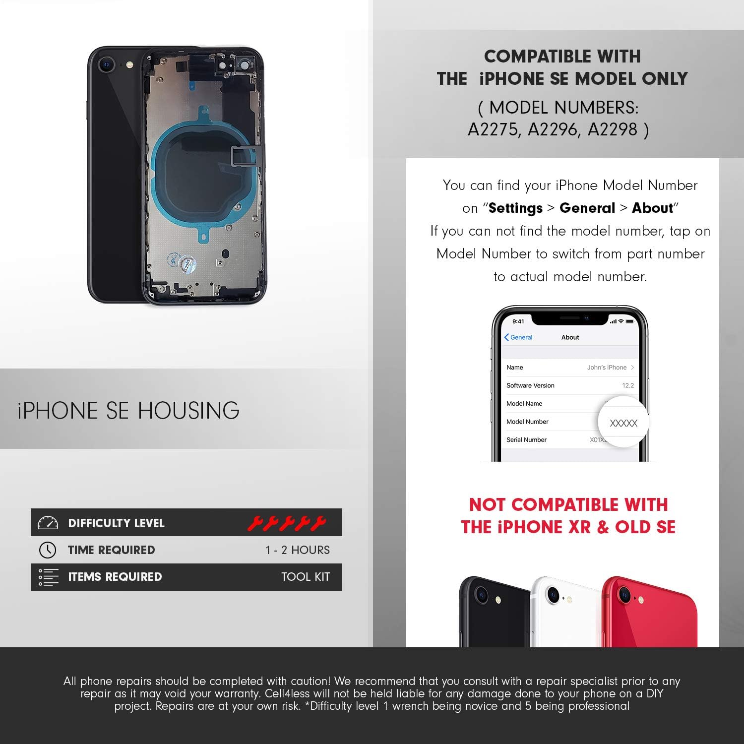 Flash Deals - 60% OFF Cell4less Housing Replacement for The iPhone SE 2020 Model - Housing Unit Only A2275, A2296, A2298 (Black) New Product Cell4less Housing Replacement for The iPhone SE 2020 Model - Housing Unit Only A2275, A2296, A2298 (Black)