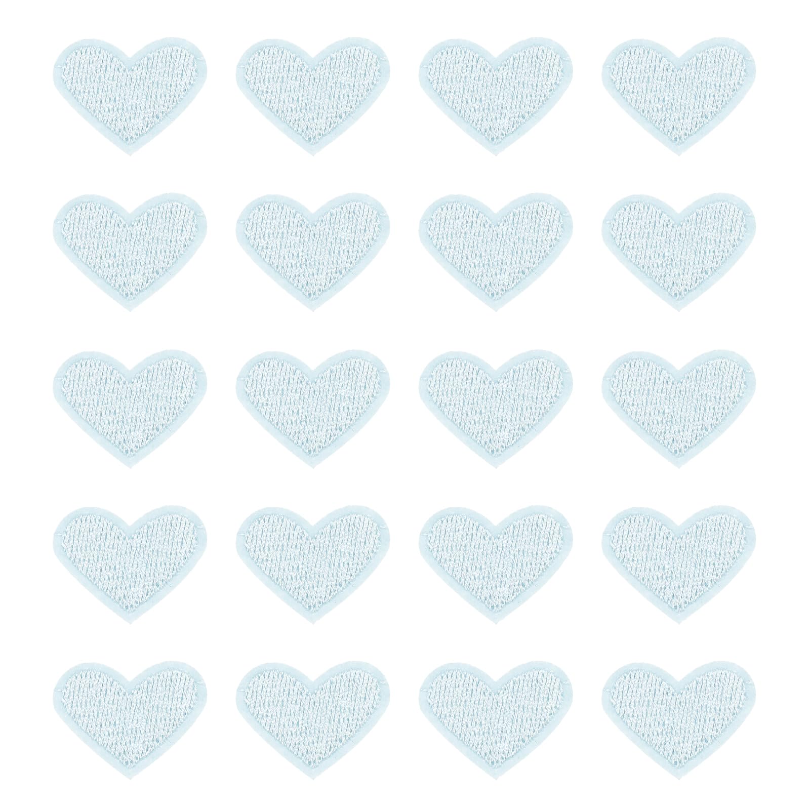 PATIKIL Herz Patch, 20 Stück Aufnäh-Herzstickerei-Applikationen zur Verzierung von Kleidung, Jacken, Hüten, Rucksäcken, zur Reparatur, in leuchtendem Blau, 1