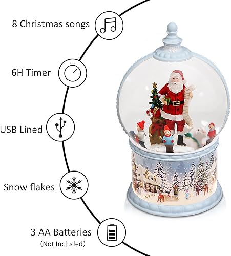 Vista 23 de Globos de nieve de Navidad, linterna musical, globo de nieve cilíndrico con temporizador de 6 horas, globos de nieve de bronce con caja de música