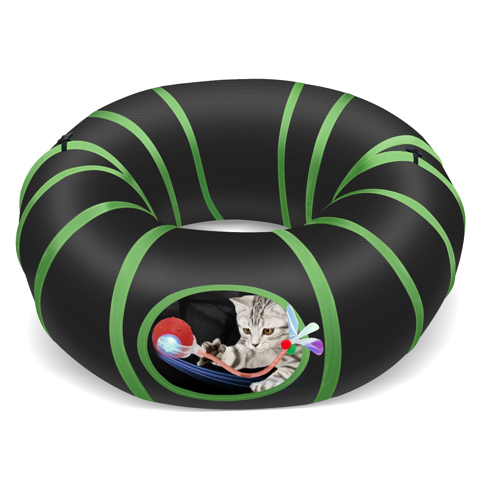 Jouet interactif pour chat avec balle à roulement rapide en tunnel