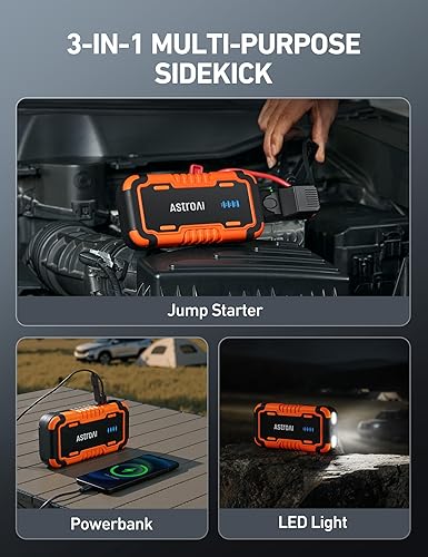 Miniatura 3 de AstroAI Arrancador de batería de coche P10, batería de arranque portátil de 5000 A para motores de gasolina de hasta 10 L y 8 L diésel, caja de