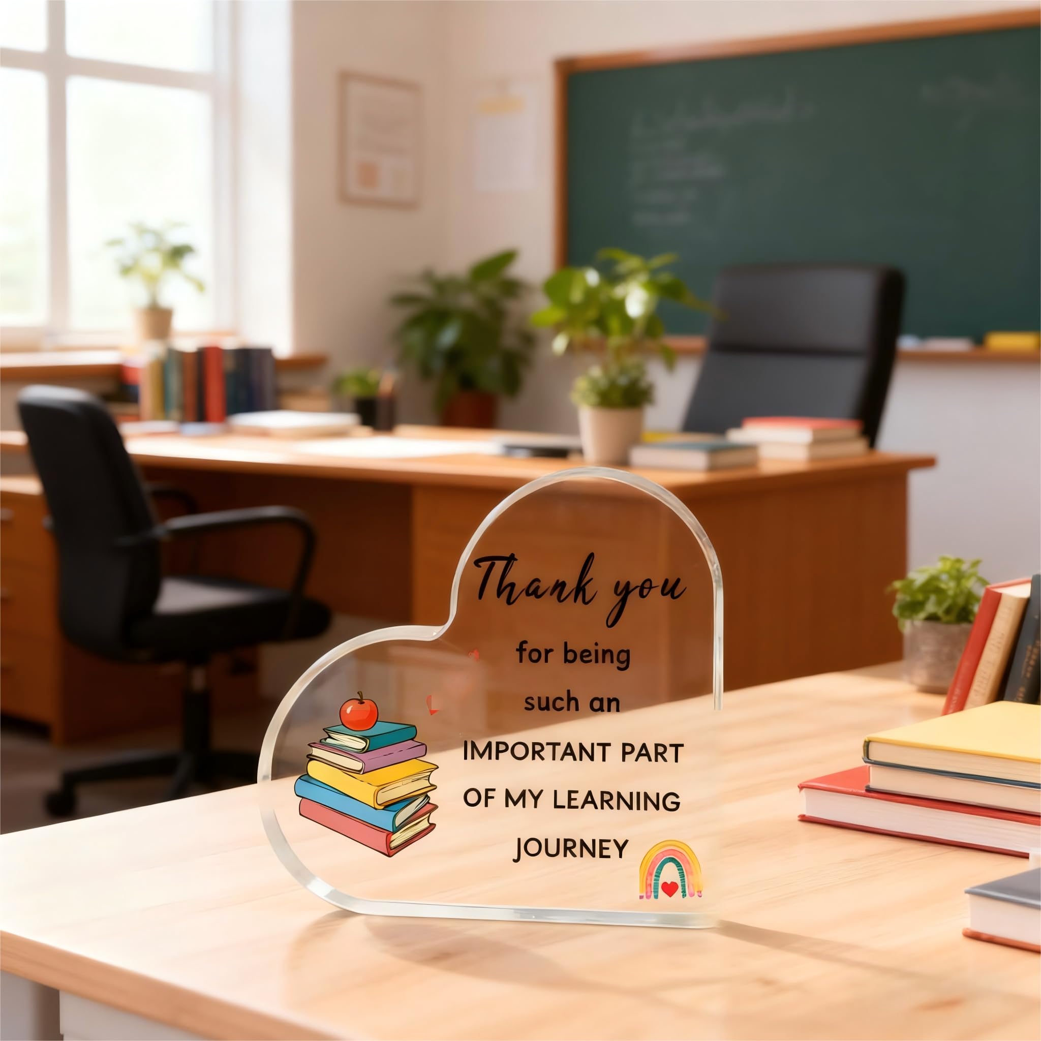 Teacher Gifts - Teacher Christmas Gift Acrylic Heart Plaque, Gifts for Teachers Women Men, Teacher Appreciation Gifts, Thank You Teacher Gift for Christmas Graduation Birthday Thanksgiving Retirement