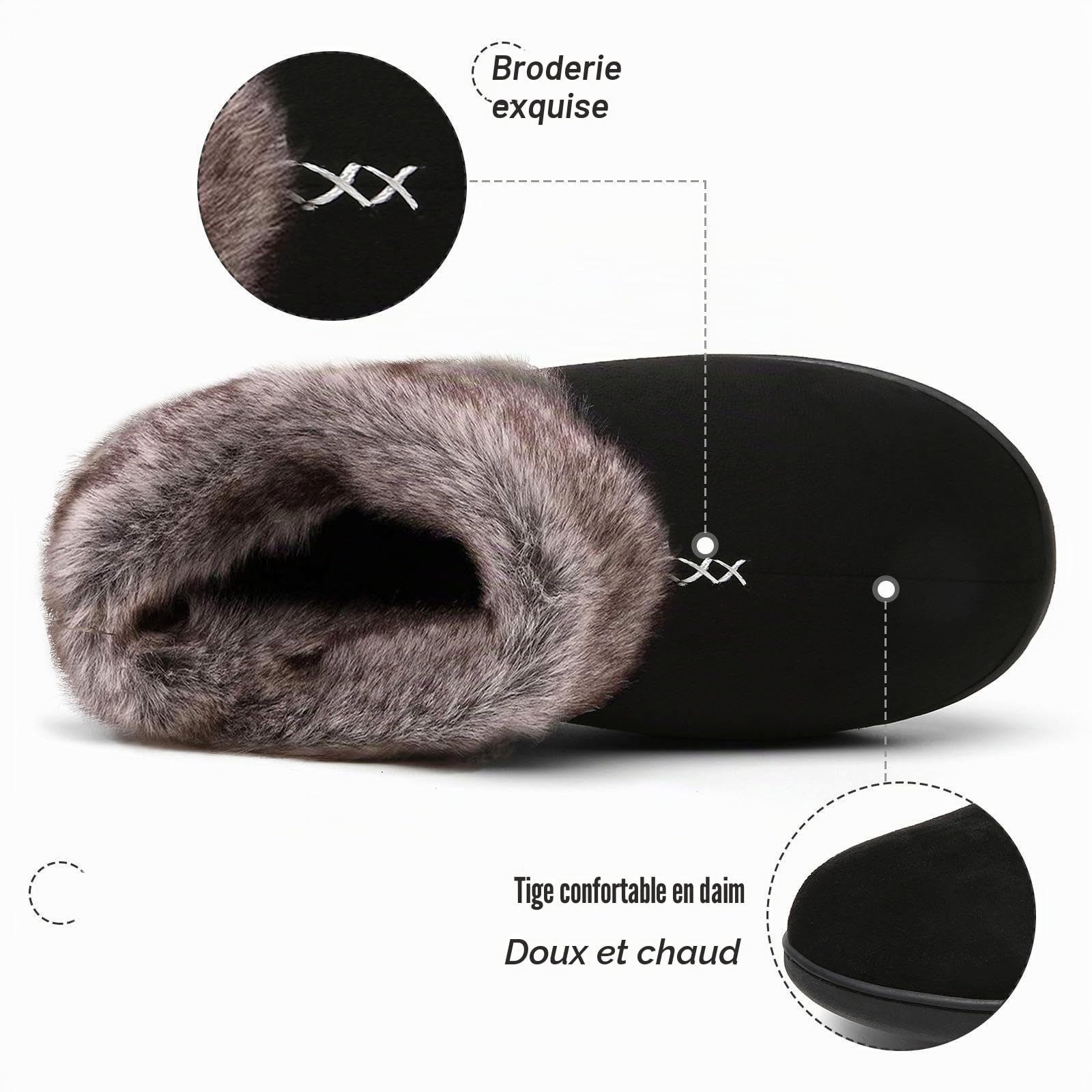Mishansha Chaussons Femme Hiver Chaud Fourrés Pantoufles Mousse Mémoire Gr.36-43