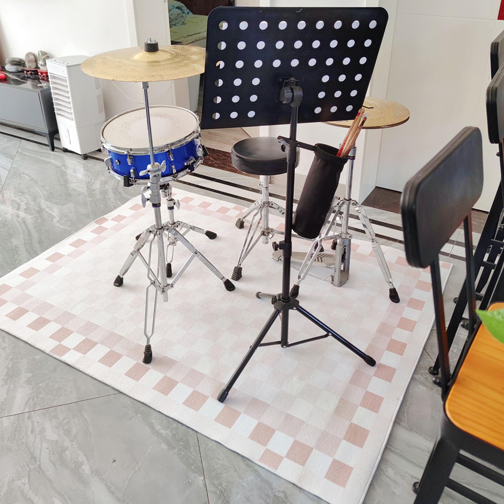 Mata na baterie, dźwiękoszczelna mata bębnowa, instrumenty muzyczne mata podłogowa 200 x 180 cm, mata ochronna, akcesoria perkusyjne, wykładzina antypoślizgowa