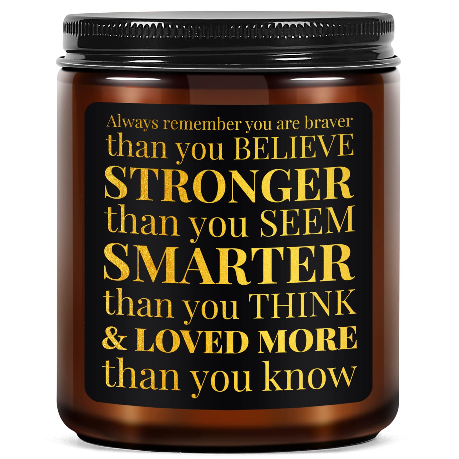 Lavender Scented Candle - Always Remember You Are Braver Than You Believe - Inspirational Birthday Congratulations Gifts for Women, Sister, Friend, Coworker, Going Away, College Graduation, Job Change