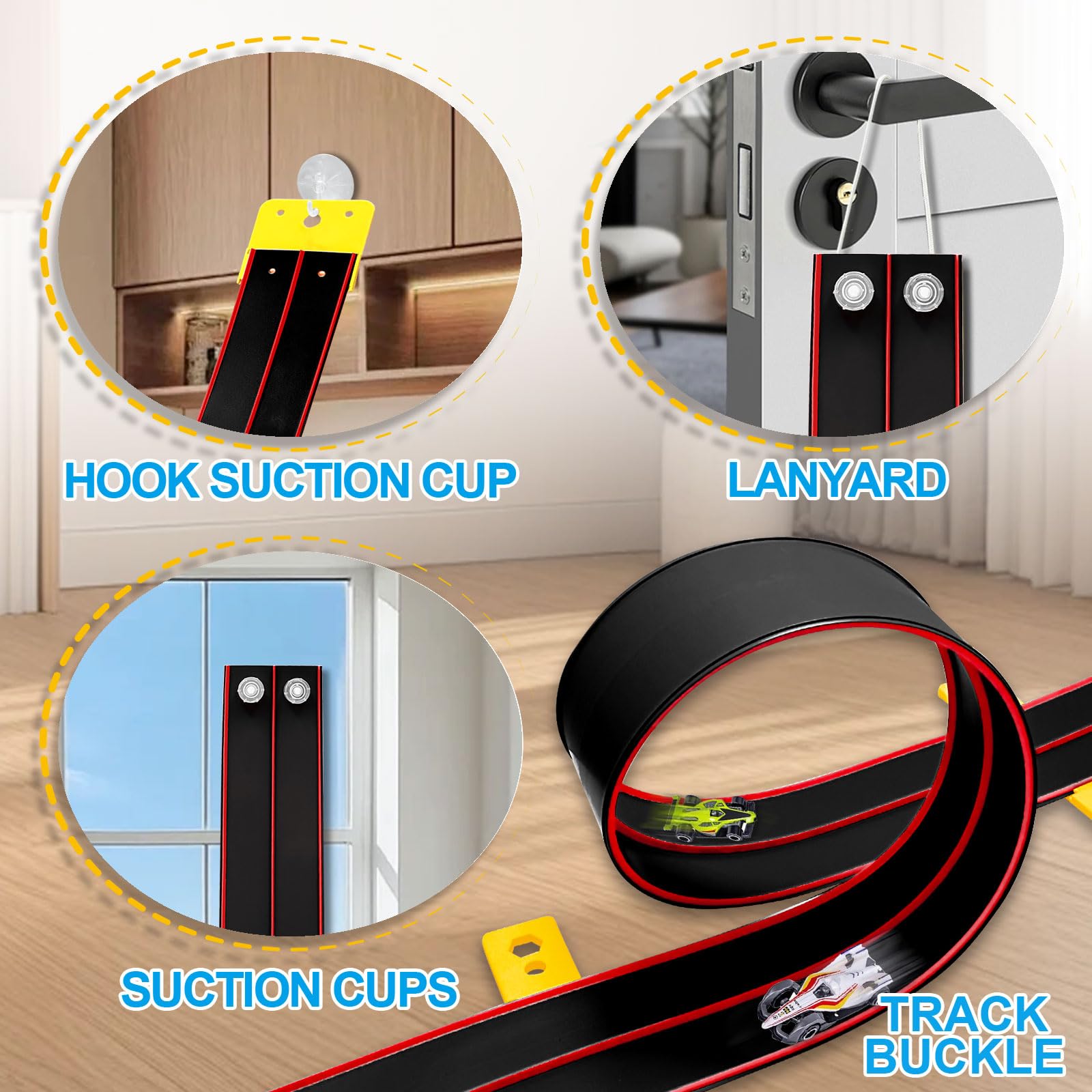 Flexible Race Track Toys for Kids 15 Ft with 4 Cars & Suction Cups - Image 4