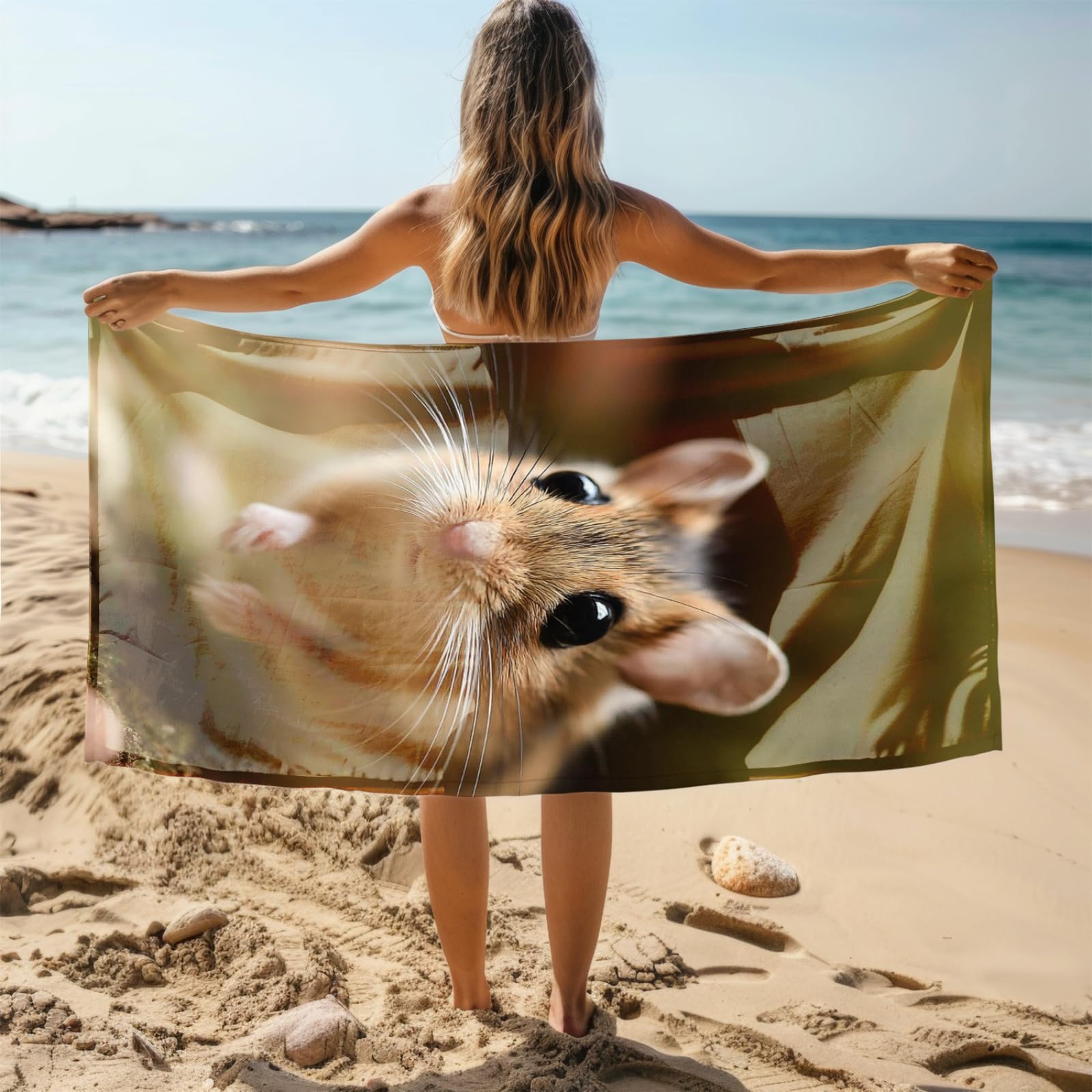 Générique Serviette Microfibre Plage Animal Marron Clair Mignon