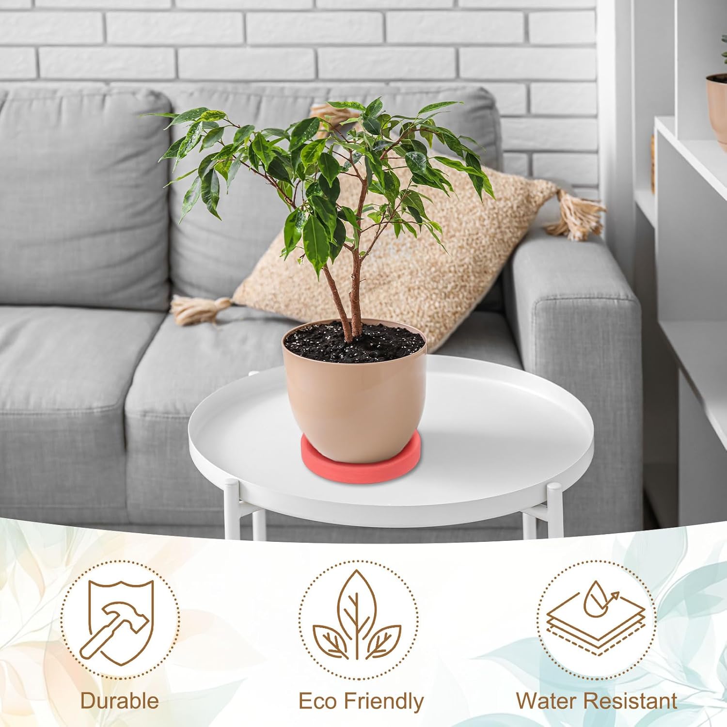 uxcell 2 Pcs Round Plant Saucers, 4 Inch Ceramics Plant Drip Trays for Pots, Heavy Duty Flower Pot Saucers for Indoors and Outdoors, Brown - Image 3