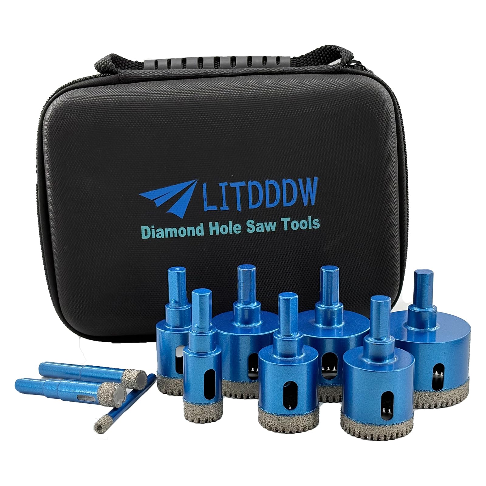 Tile Hole Saw Kit,10 Pack Serrated Vacuum Brazed Diamond Drill Bits | 10 Different Sizes(1/4"-2"), Hex Shank Diamond Hole Saw, Dry/Wet Cutting for Ceramic, Porcelain Tile,Granite,Marble,Stone