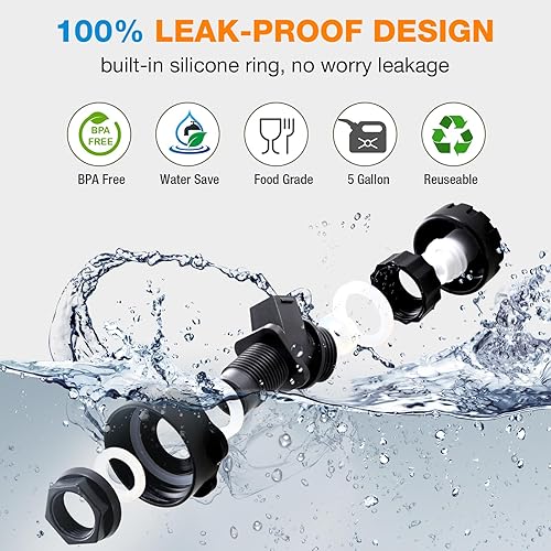 Miniatura 8 de Jarra de agua para camping, contenedores de agua de 2.6 galones, sin BPA, almacenamiento de agua con espita sin fugas, portátil, tanque de agua de