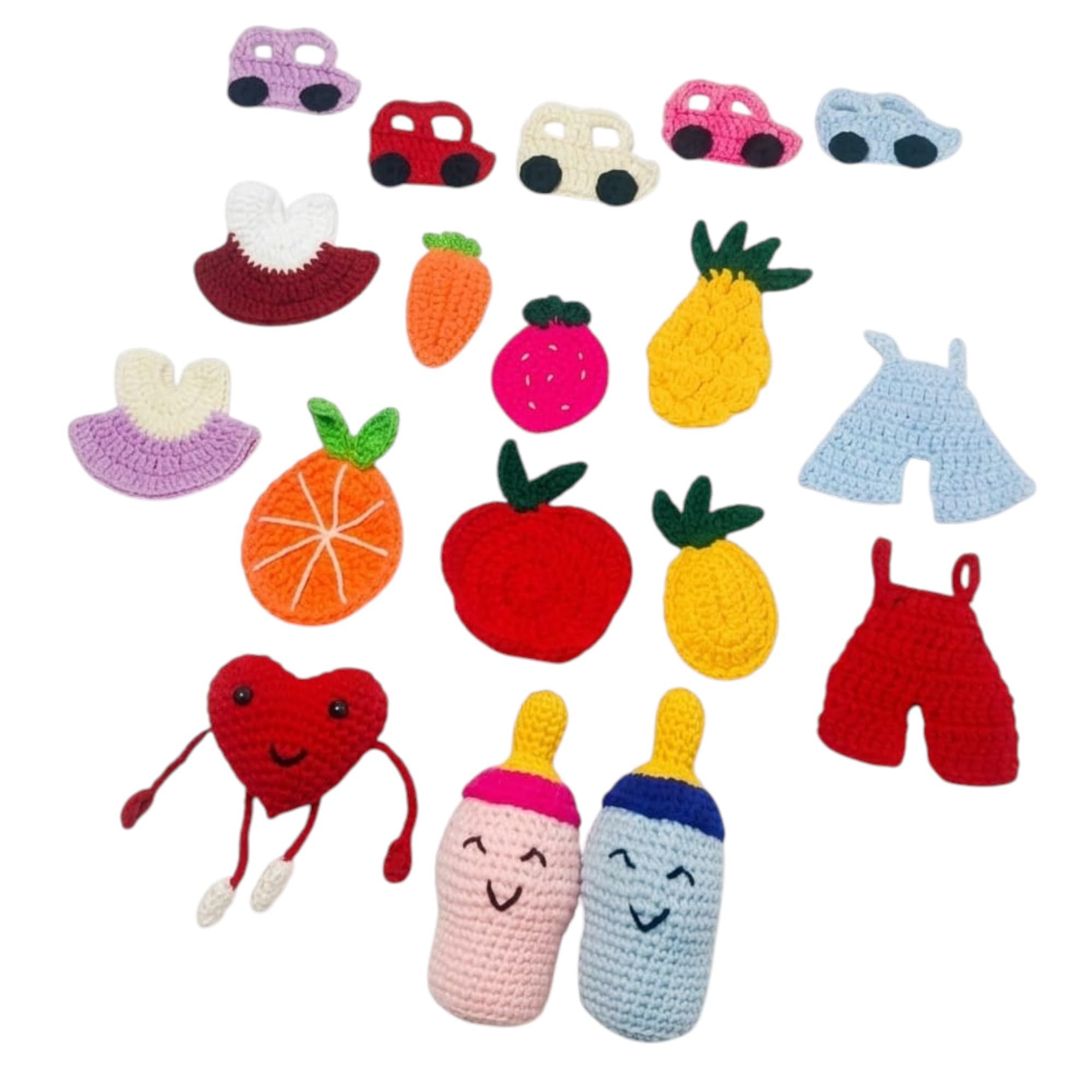 *⑅︎୨୧ ハンドメイド　スタイ ୨୧⑅︎* MAGISTRA THREADS Handmade Crochet Toy Set, Fruits, Cars, Clothing