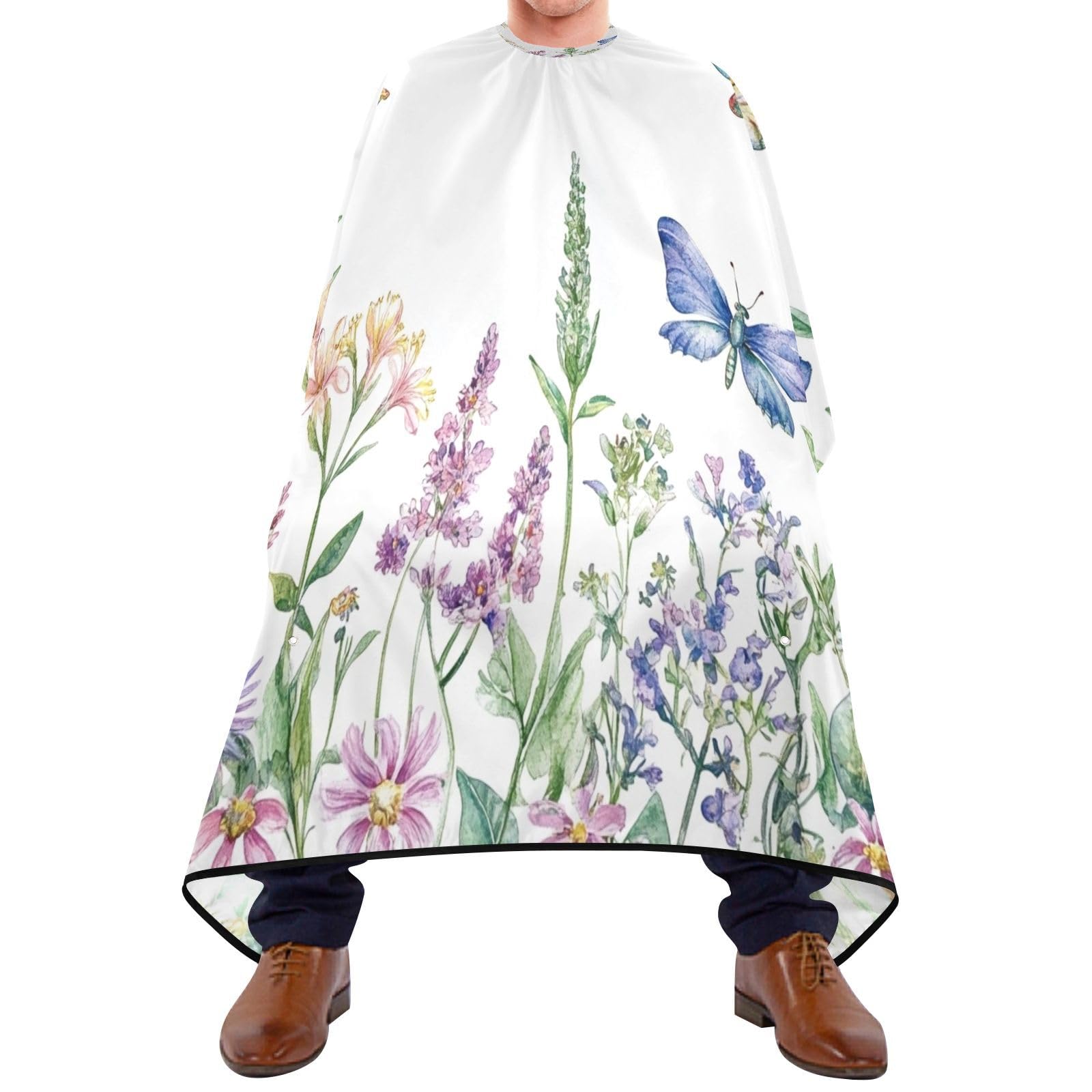 Kigai Wildflower Butterfly Hair Cutting Cape for Men & Women Waterproof Barber Cape Professional Hairdressing Salon Styling Apron with Adjustable Closure Snap