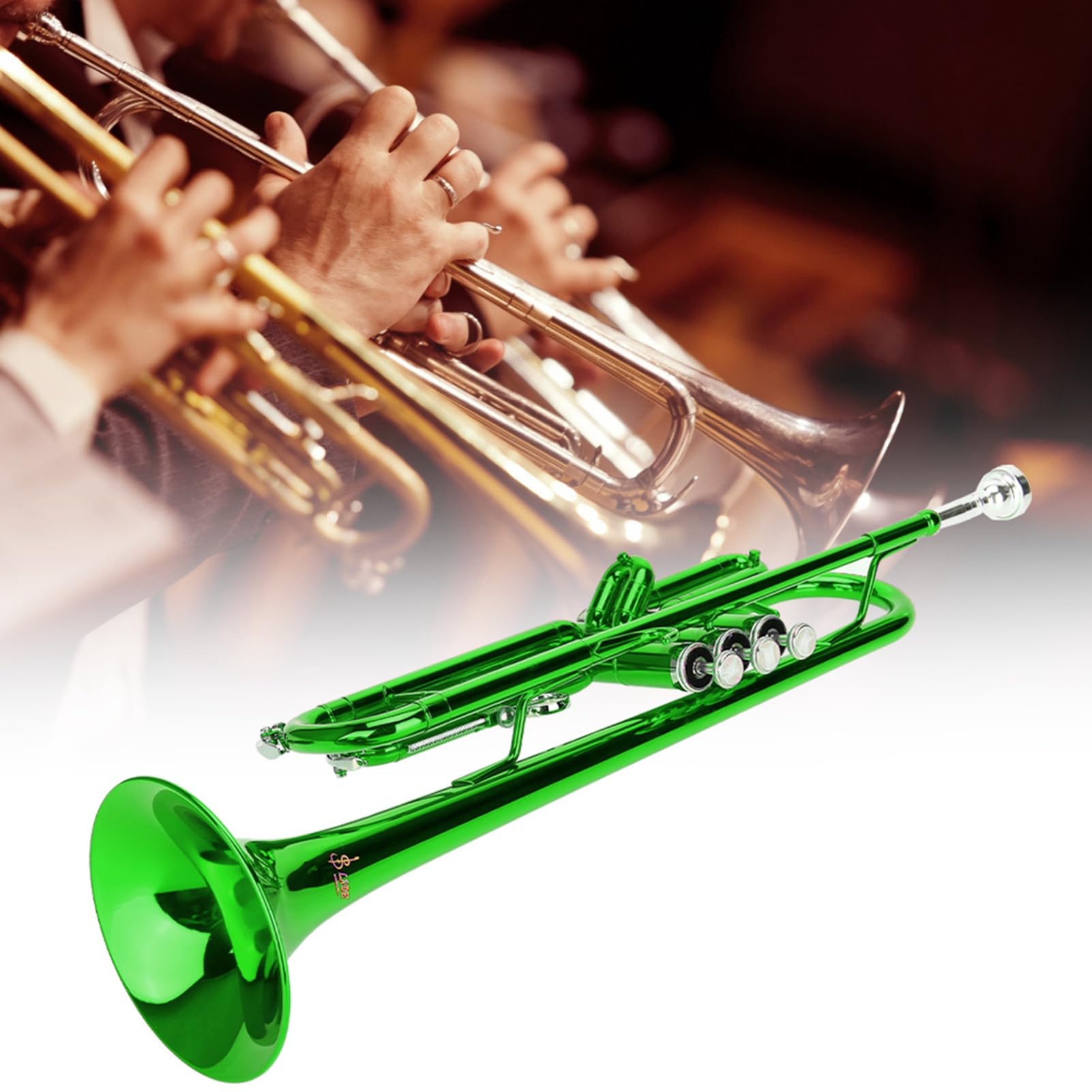 Trompeta de Latón con Pistón Dorado Trompeta Profesional Trompeta de Latón, Trompeta de Viento de Música de Latón Instrumento de Viento para Herramienta Auxiliar para