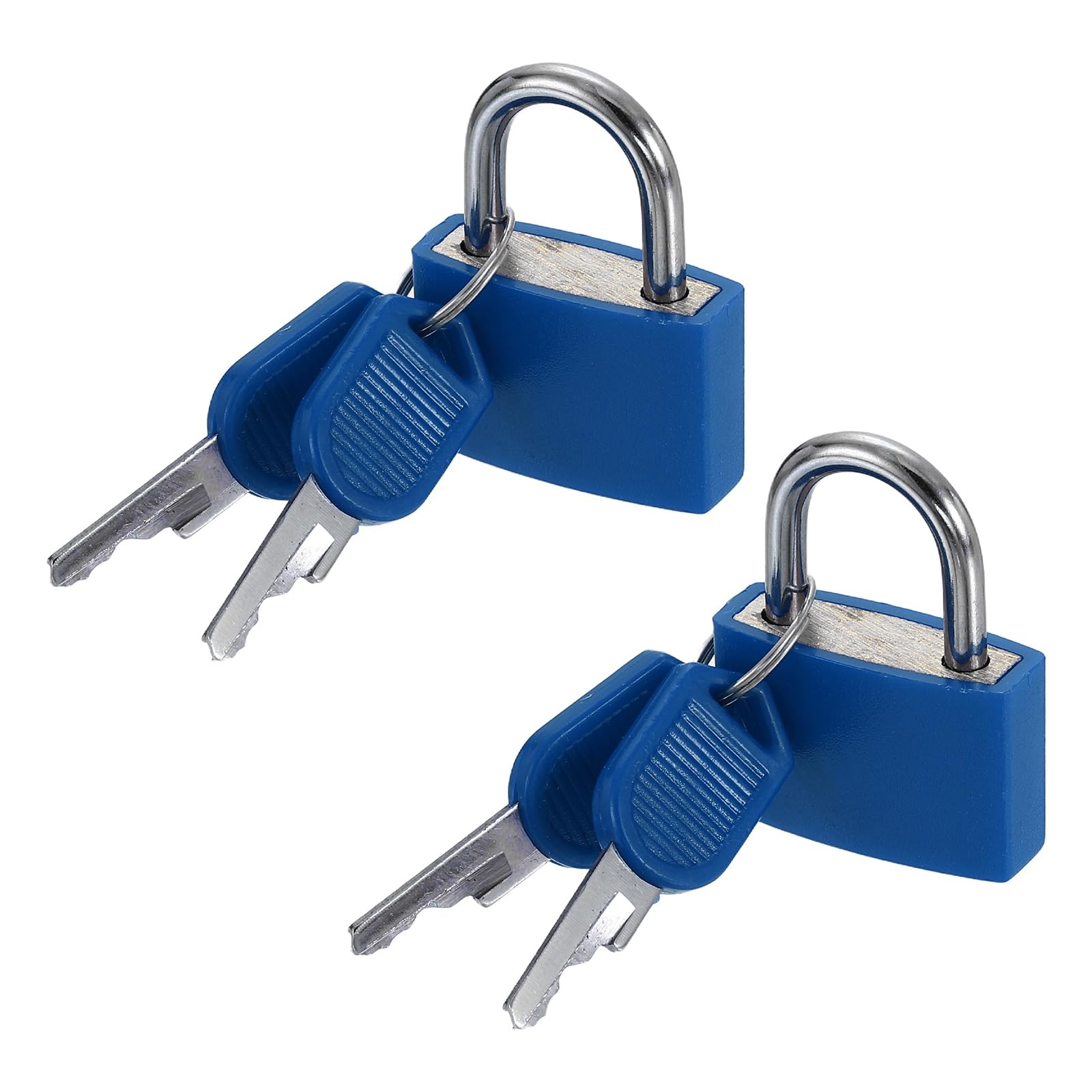 PATIKIL 28mm Small Locks with Keys 36mm Length, 2Pcs Suitcase Locks ABS Covered Solid Brass Anti Rust Waterproof Mini Luggage Padlock for Backpack Gym Locker Cabinet Boxes, Dark Blue