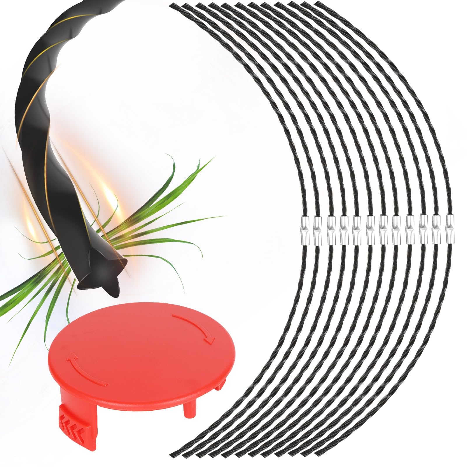 Yweller Black F016800431 Strimmer Wire Strong Cutting Line Compatible With Bosch Afs 23-37 Brush Cutter, 3.5Mm/ 37Cm Grass Trimmer Line F016f04841cover For Mowing Lawns,Gardens,Golf Courses,Roads 21 Pack