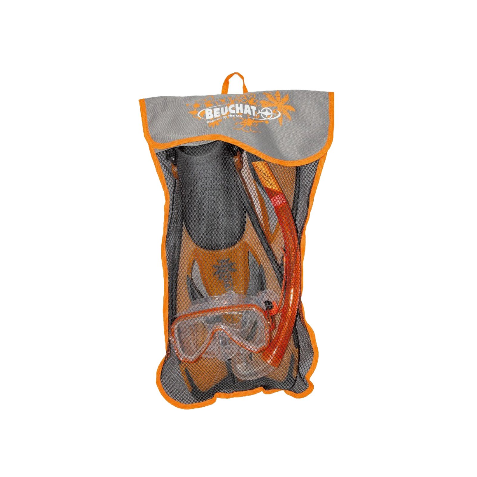 BEUCHAT Oceo Junior Schnorchelset für Kinder - Maske, Schnorchel, Flossen (Größe: 24/26 ; Farbe: orange)