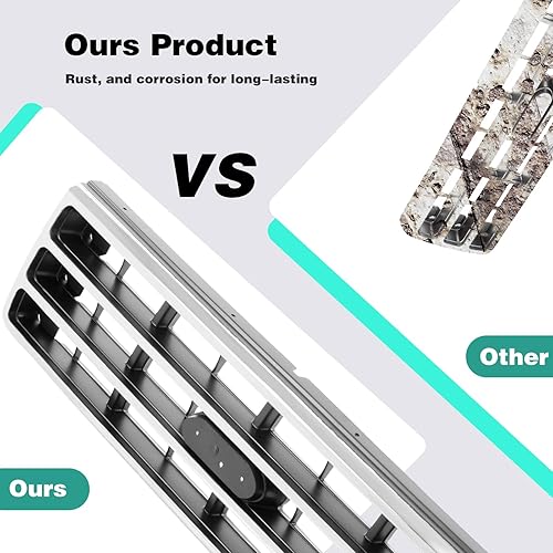 Miniatura 5 de CarPartsDepot Parrilla frontal cromada para Ford F150 F250 F350 Bronco FO1200141 E9TZ8200A