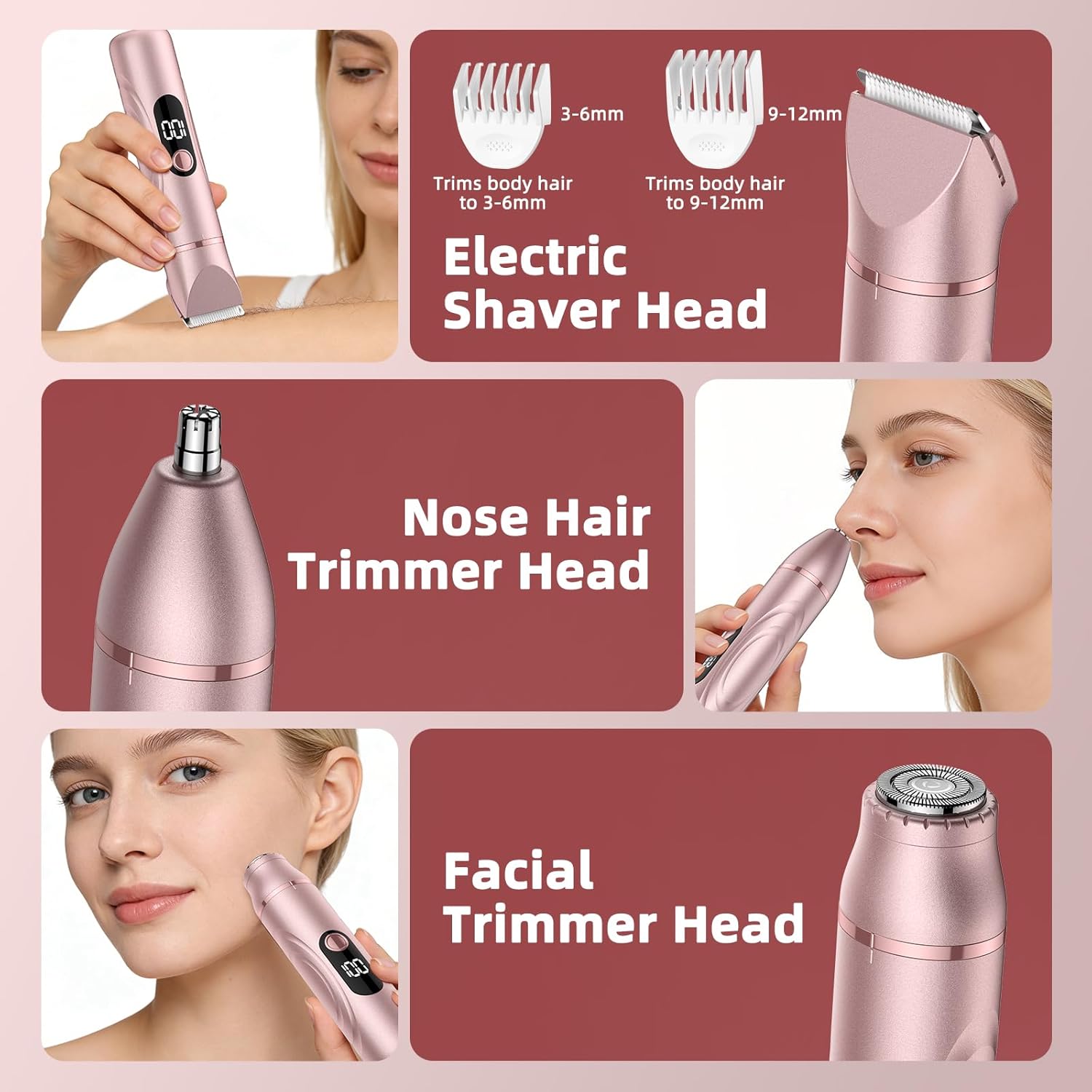 Bikini Trimmer for Women 3 in 1 Electric Shaver Razors Waterproof Pubic Hair for Underarm Leg Arm Body 07
