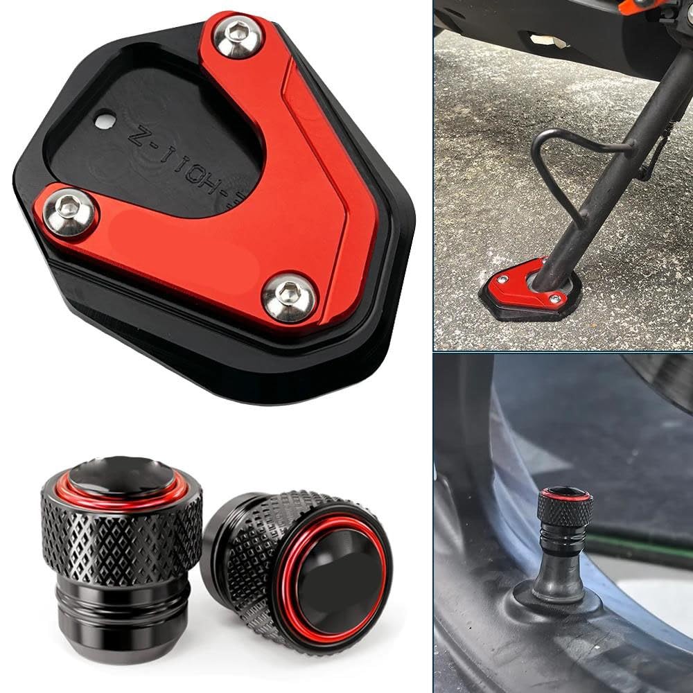 Almohadilla De Extensión Motocicleta para CB650R CB600F CB500X CB500F CB400X CB300R CB125R CB 650R Caballete Lateral Tapas De Válvula De Neumático(Titanium-A)