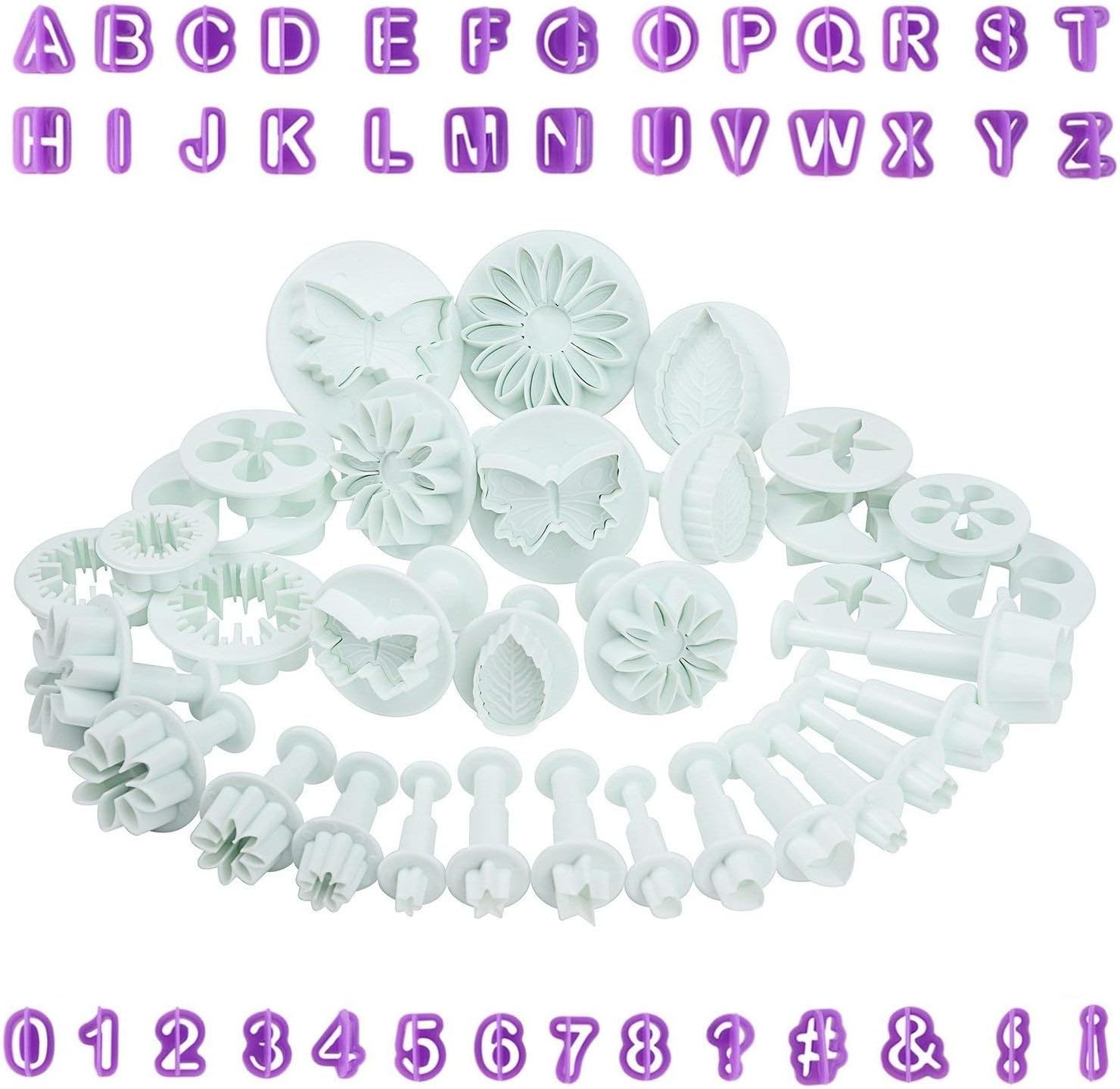 hpk Fondant Cake Cutters Decorating Plunger Candy Sugarcraft Flower Modelling Bakeware Tools, 73 Pcs Set