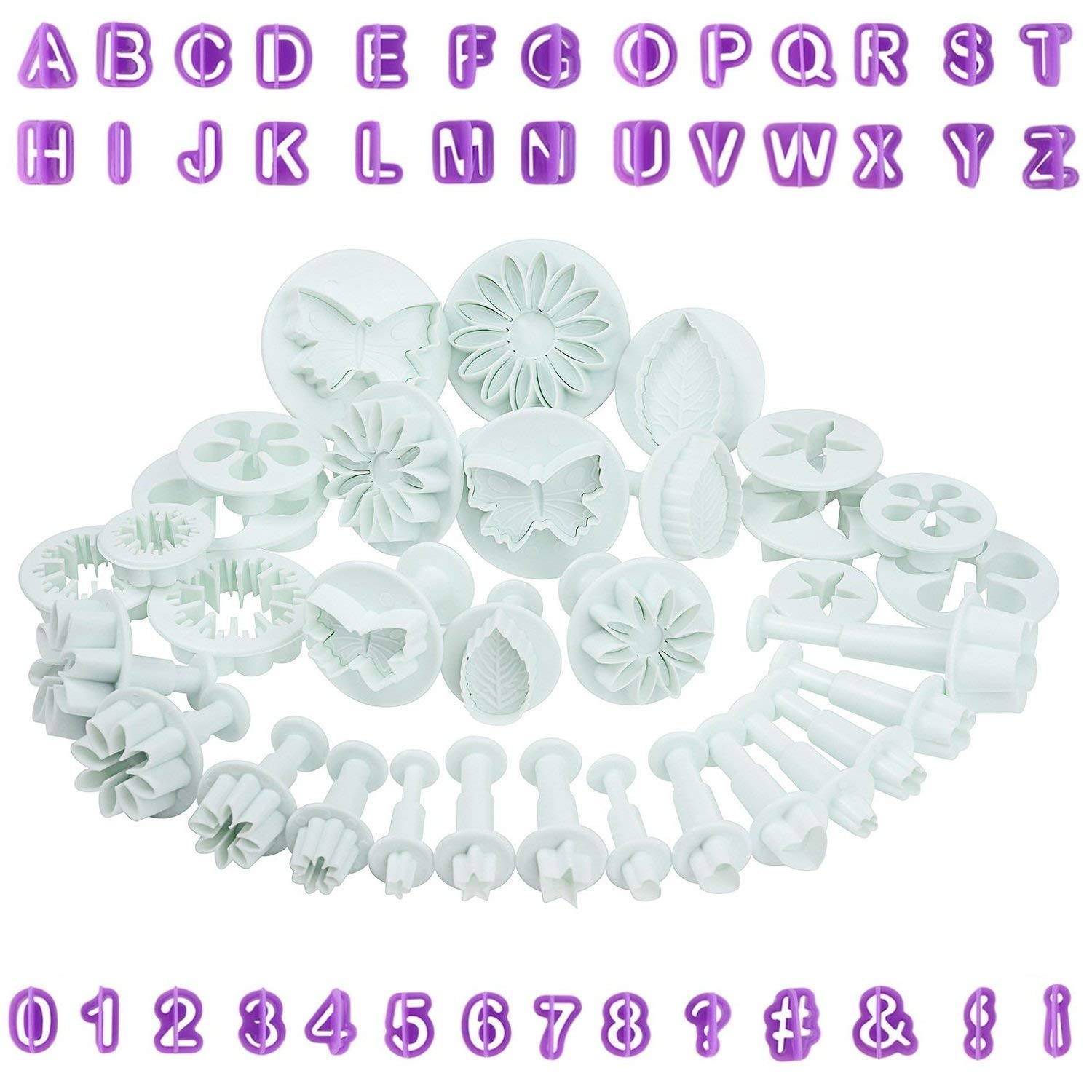 hpk Fondant Cake Cutters Decorating Plunger Candy Sugarcraft Flower Modelling Bakeware Tools, 73 Pcs Set