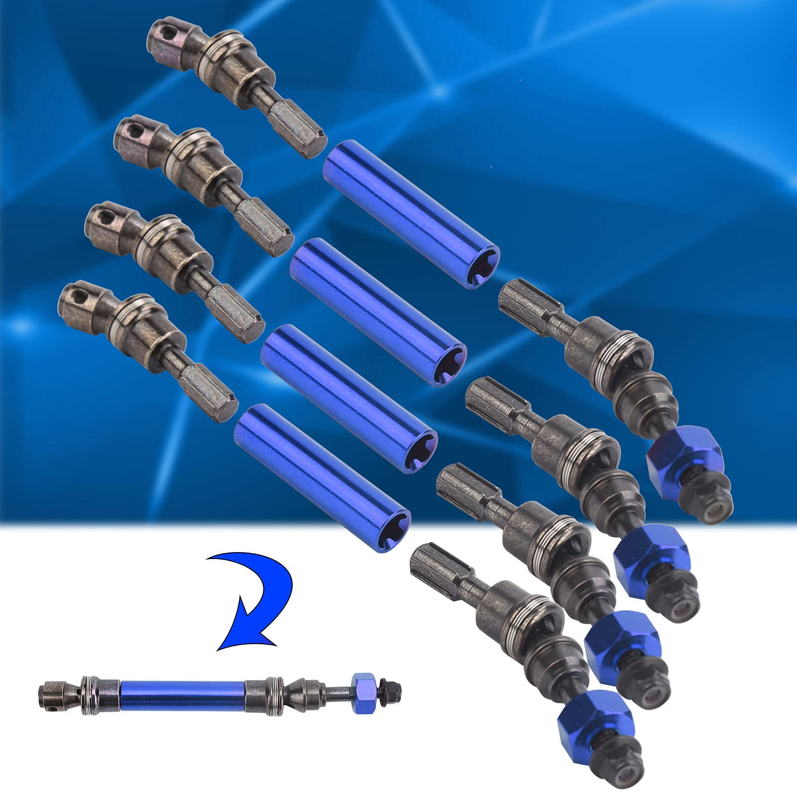 RC Hinterradantriebswellensatz Metall CVD Für Traxxas Slash 1/10 | Ersatz Antriebswellen | Dunkelblau