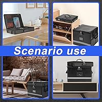 Vista 6 de Caja de archivos de 2 capas con cerradura, caja organizadora de documentos portátil con asa, caja de archivos ignífuga para oficina en casa