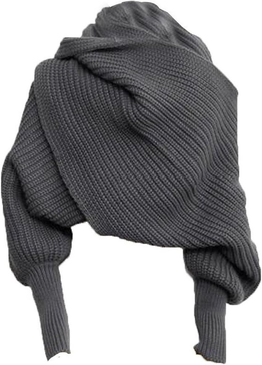 Autunm Winter Fashion Unisex Crochet Knitted Scarf Cape Shawl with Sleeves