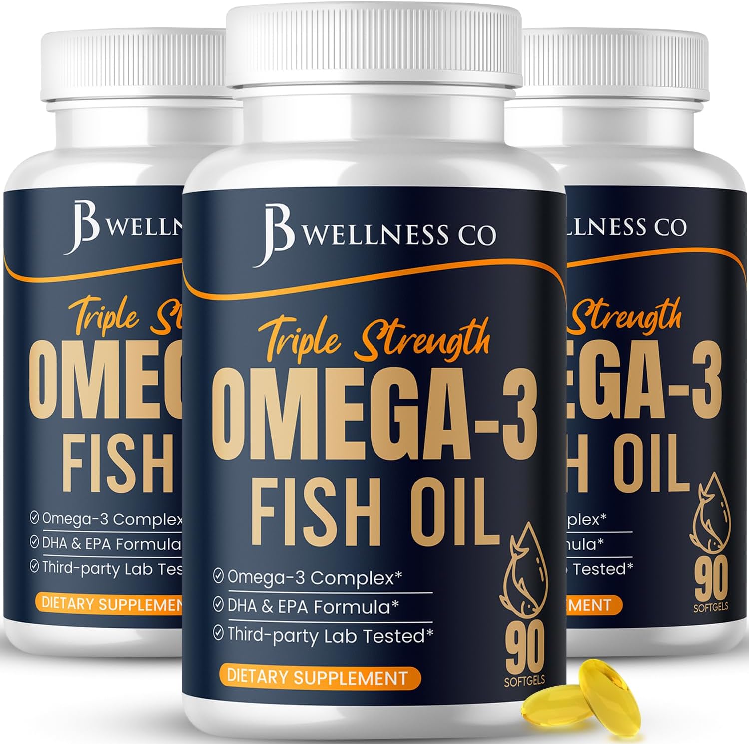 Triple Strength Omega 3 Fish Oil 3750 mg - EPA & DHA - Over 3000mg Omega-3 Fatty Acids - 1350mg EPA + 900mg DHA - Best Essential Fatty Acids, Burpless Fish Oil - 270 Count