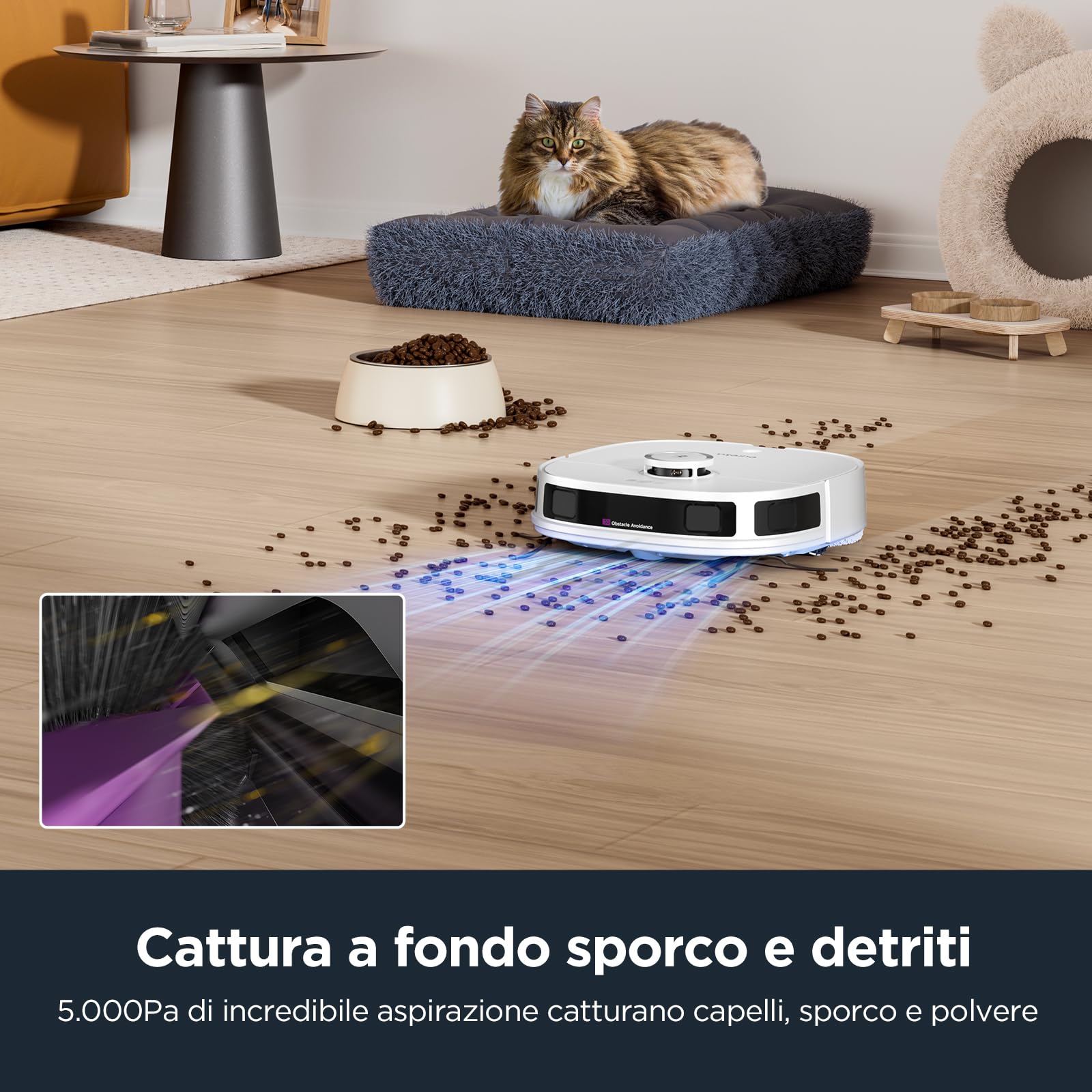 Eureka J12 Ultra Robot Aspirapolvere e Lavapavimenti 5000Pa Doppio Panno Rotante, Autosvuotante/Autolavante/Autoasciugante/Autorigenerante/Autopulente, Evitamento Ostacoli AI 3D, Navigazione LiDAR