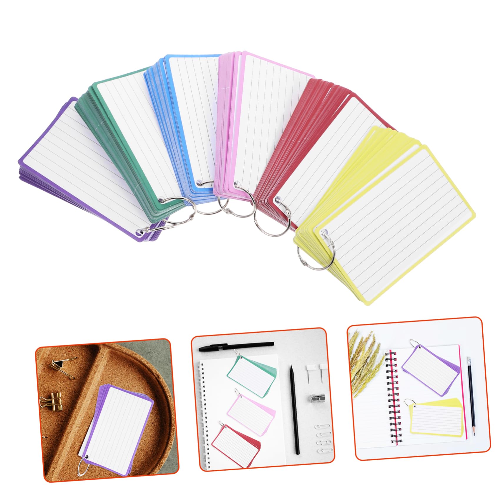 Lot de 6 Mini-blocs-notes Lignés, Fiches Mémo en Papier et Fer, 60 Feuilles par Carnet, Format Compact pour Bureau et Notes Quotidiennes