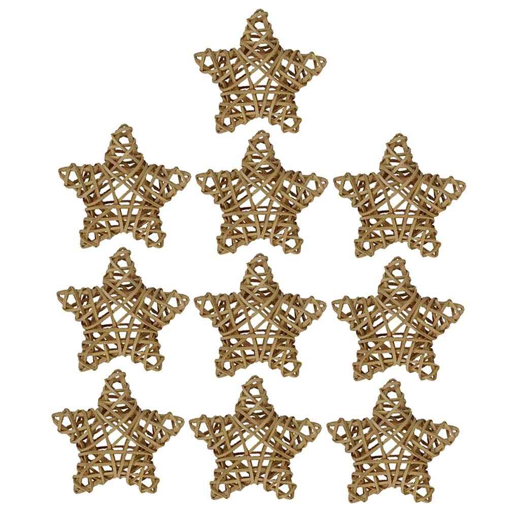 freneci 10Pcs Decorative Star Wicker Rattan Ball Rustic Ornament Bowl Fillers DIY Decor - as described+as described, 6cm