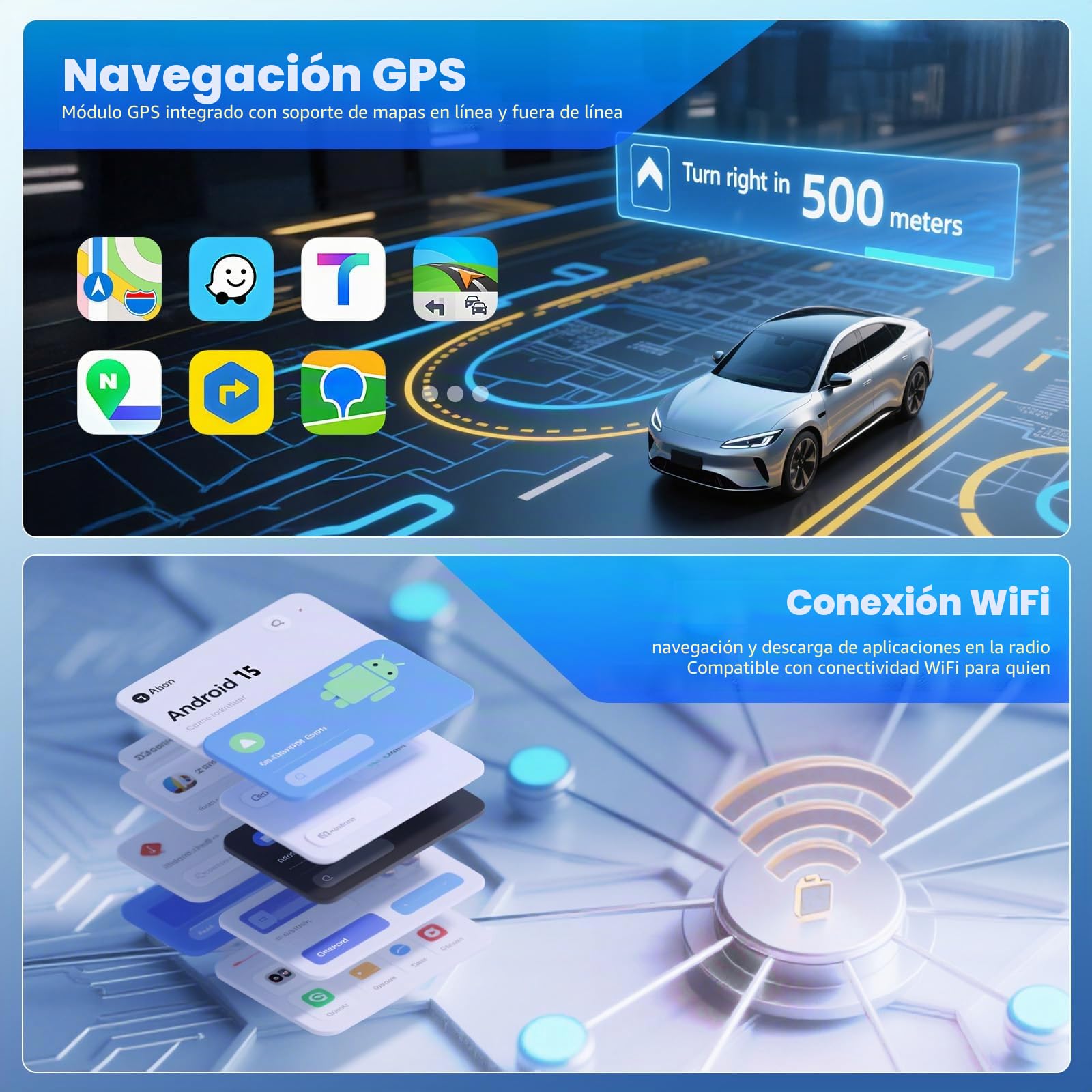 SIXTOP 4+128GB Android 15 Radio para Renault Dacia Sandero 2 B52 2012-2019 Pantalla Radio Coche 9 Pulgadas con CarPlay Android Auto GPS WiFi Bluetooth FM/RDS EQ SWC Cámara de Marcha Atrás