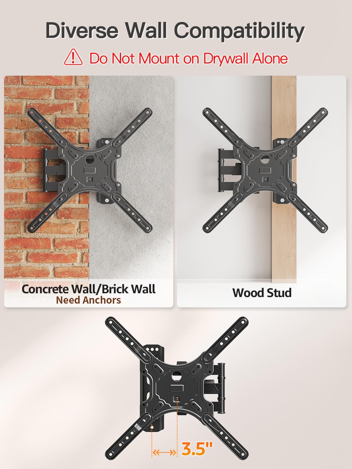 ELIVED Full Motion TV Wall Mount for 26-60" TVs, Max VESA 400x400, 77 lbs. — Amazon image 7