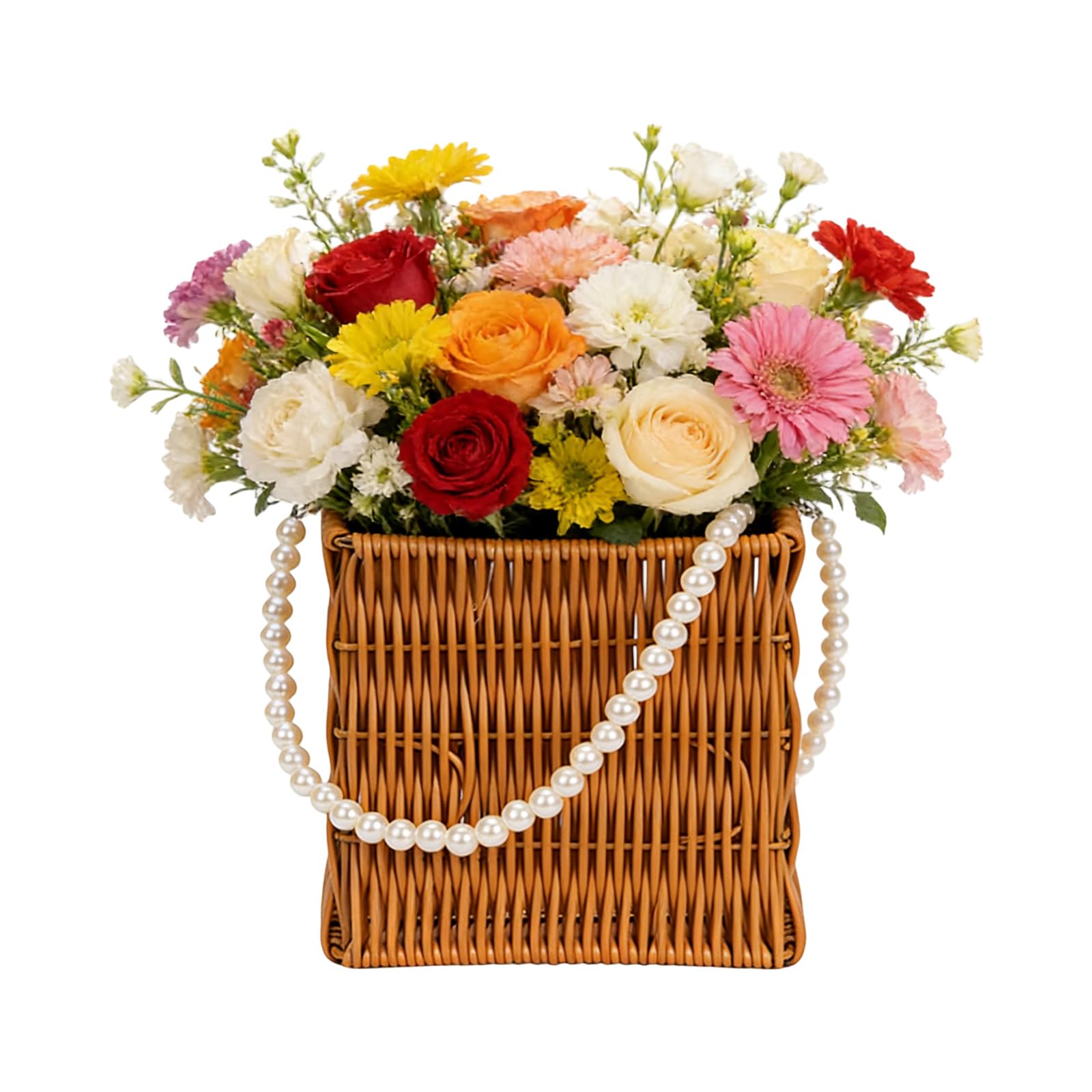 Spacious Handwoven Container with Pearls Detail Suitable for Offices Dorm Permanent Household Planner