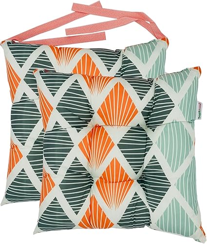 Almohadillas de asiento coloridas cojines de asiento para jardín, cocina, comedor, escritorio, cojines de piso (2 piezas de cojines estampados de