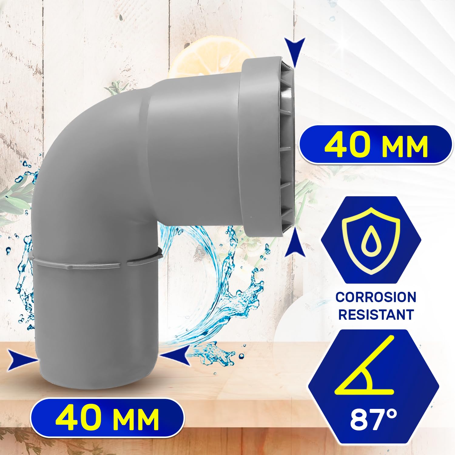 Elbow for Evacuation with Angle of 87° diameter 40 mm Made of Polypropylene - Warranty 10 Years - MONTERAL - Image 2