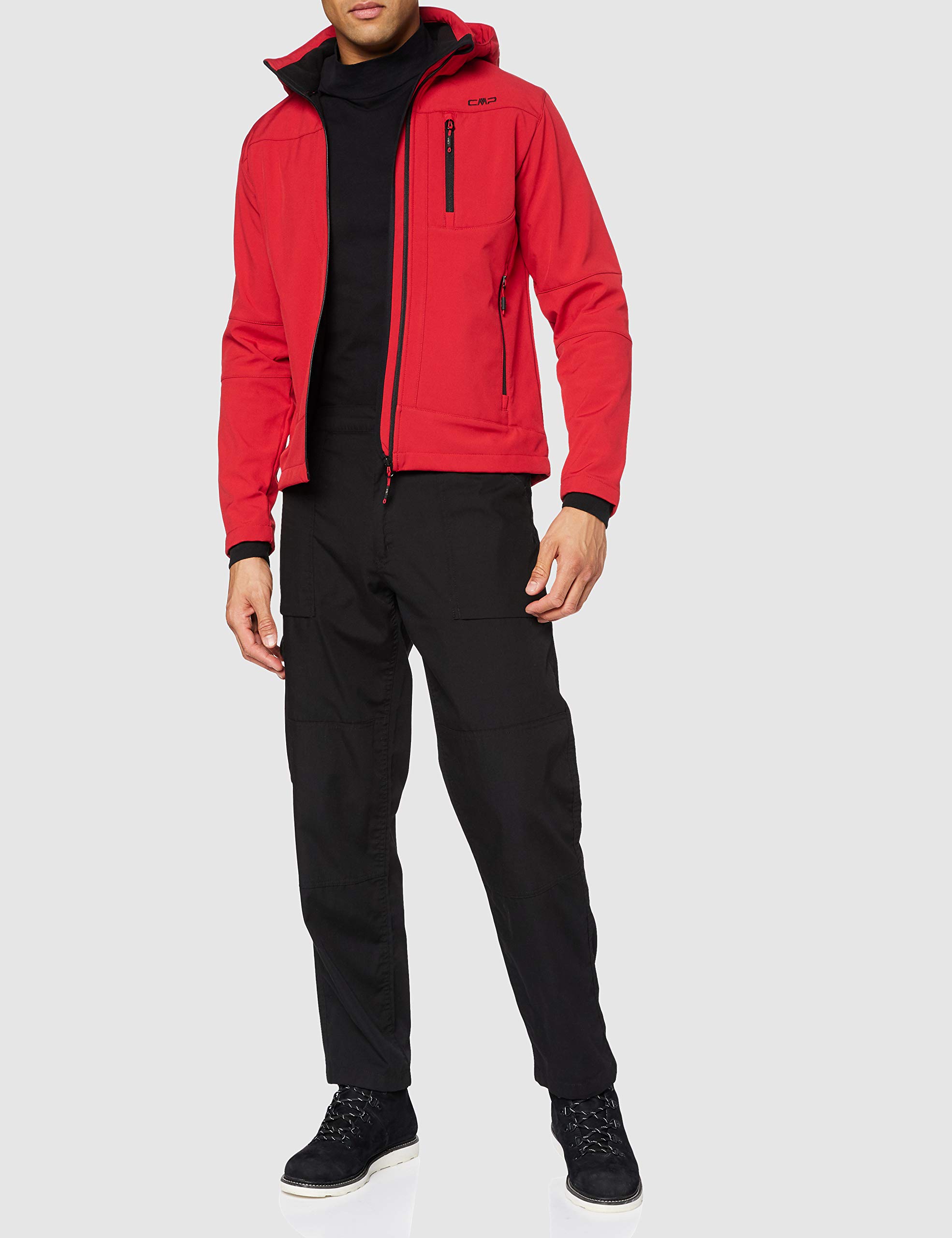 CMP - Herrenjacke mit Kapuze und Reißverschluss, Ferrari-Schwarz, 56