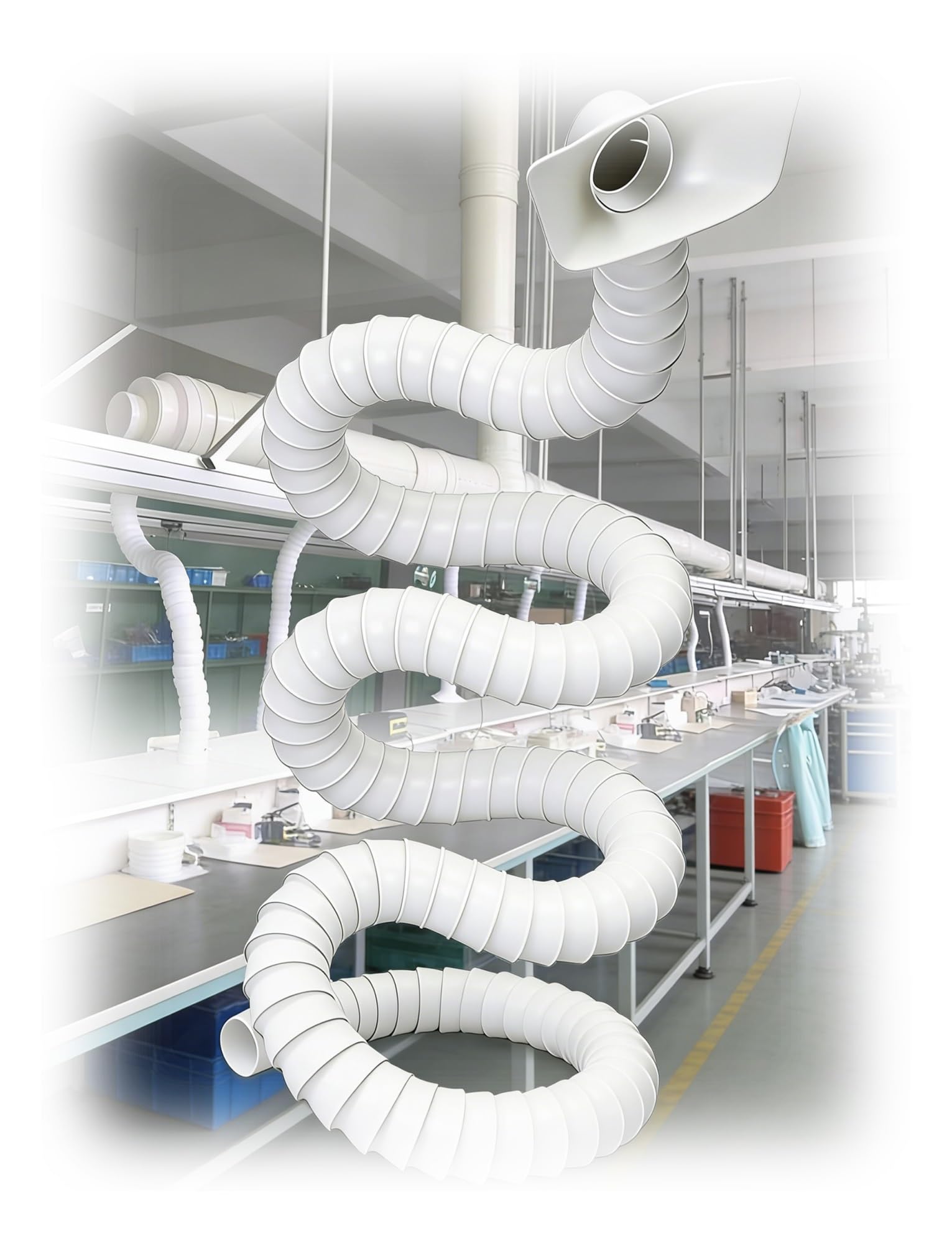 Bras d'extraction de fumée réglable avec hotte et conduit silencieux multicolore