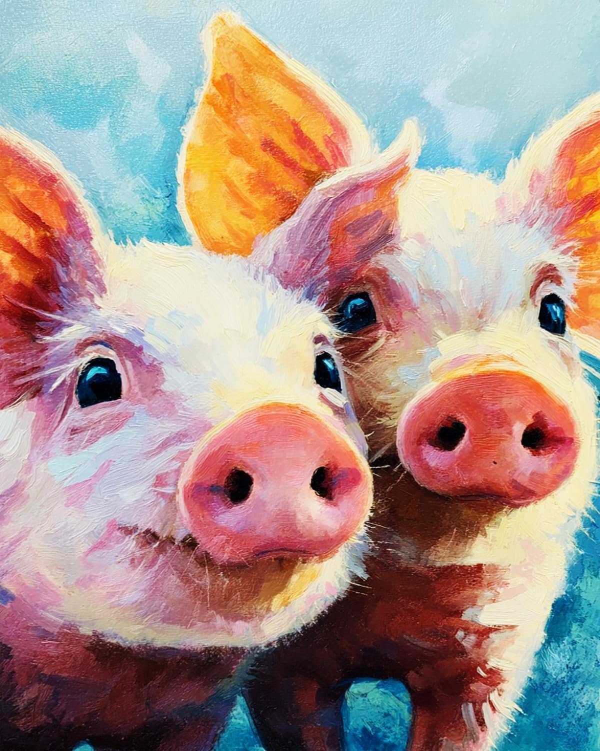 LIUBAISHI Paint by Numbers for Adults – 16"x20" | DIY Wall Art Decor Kit, Relaxing Hobby Set, Complete Painting Kit with Acrylic Paints and Brushes-Cute face of Two Pigs