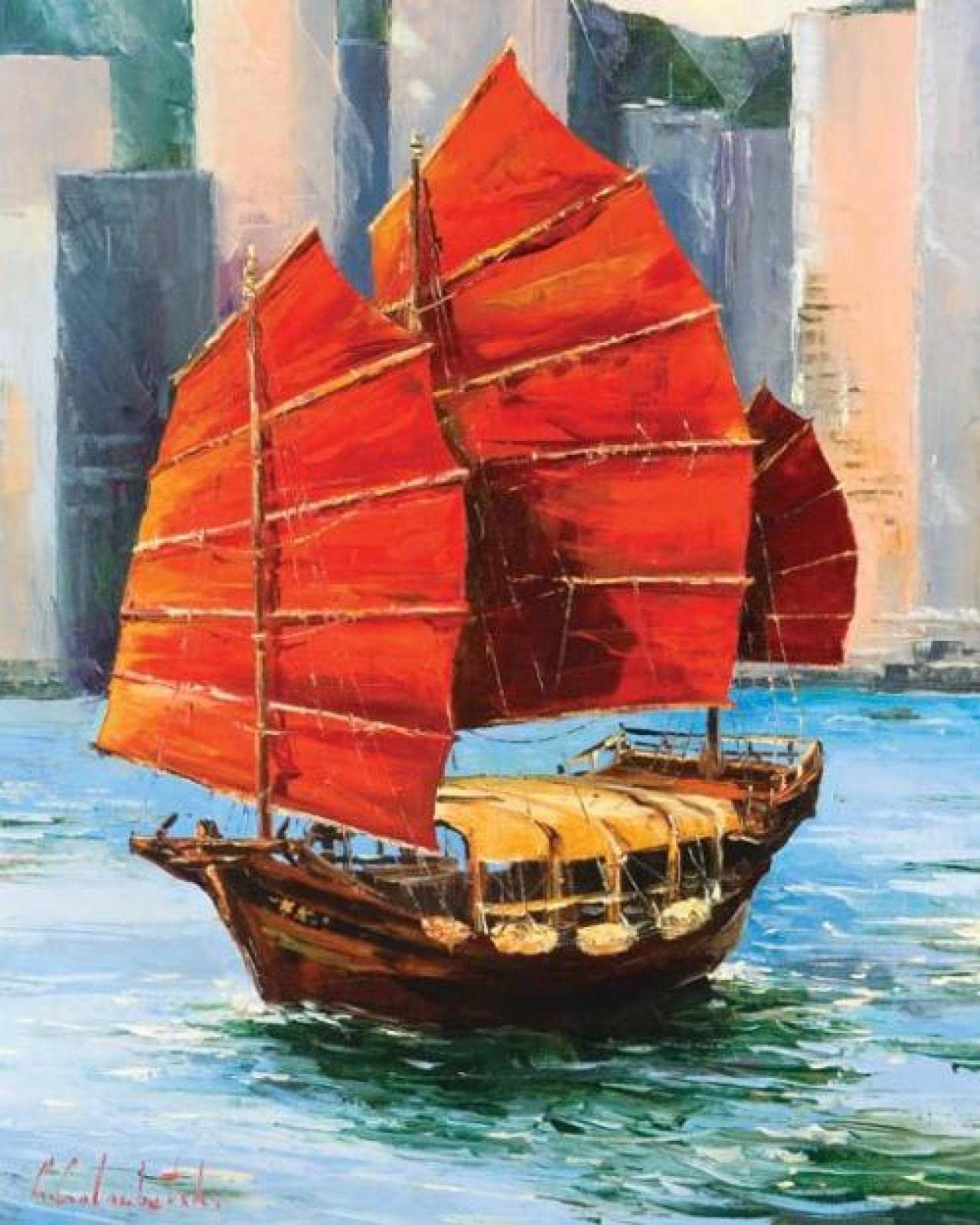 ERUZO 5d DIY Diamond Painting Full Round Diamond Sailboat Diamond Embroidery Rhinestone Mosaic Wall Home Decor30x40cm