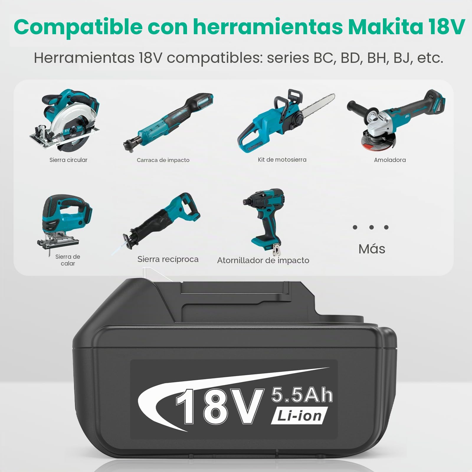 Batería y cargador de 18 V para Makita LXT, ASUNCELL 5,5 Ah, DC18RC, juego de cargador rápido compatible con baterías de iones de litio BL1815 BL1830 BL1850 BL1430