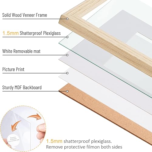 Miniatura 4 de Marco de fotos de 5 x 7 pulgadas con acabado de chapa de madera natural de 4 x 6 pulgadas, marco de fotos de madera de 5 x 7 pulgadas con plexiglás