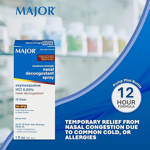 Miniatura 2 de MAJOR PHARMRUGBY Bomba Descongestionante nasal Spray 12hr Oxymetazoline HCL 0.05% 1.0 fl oz
