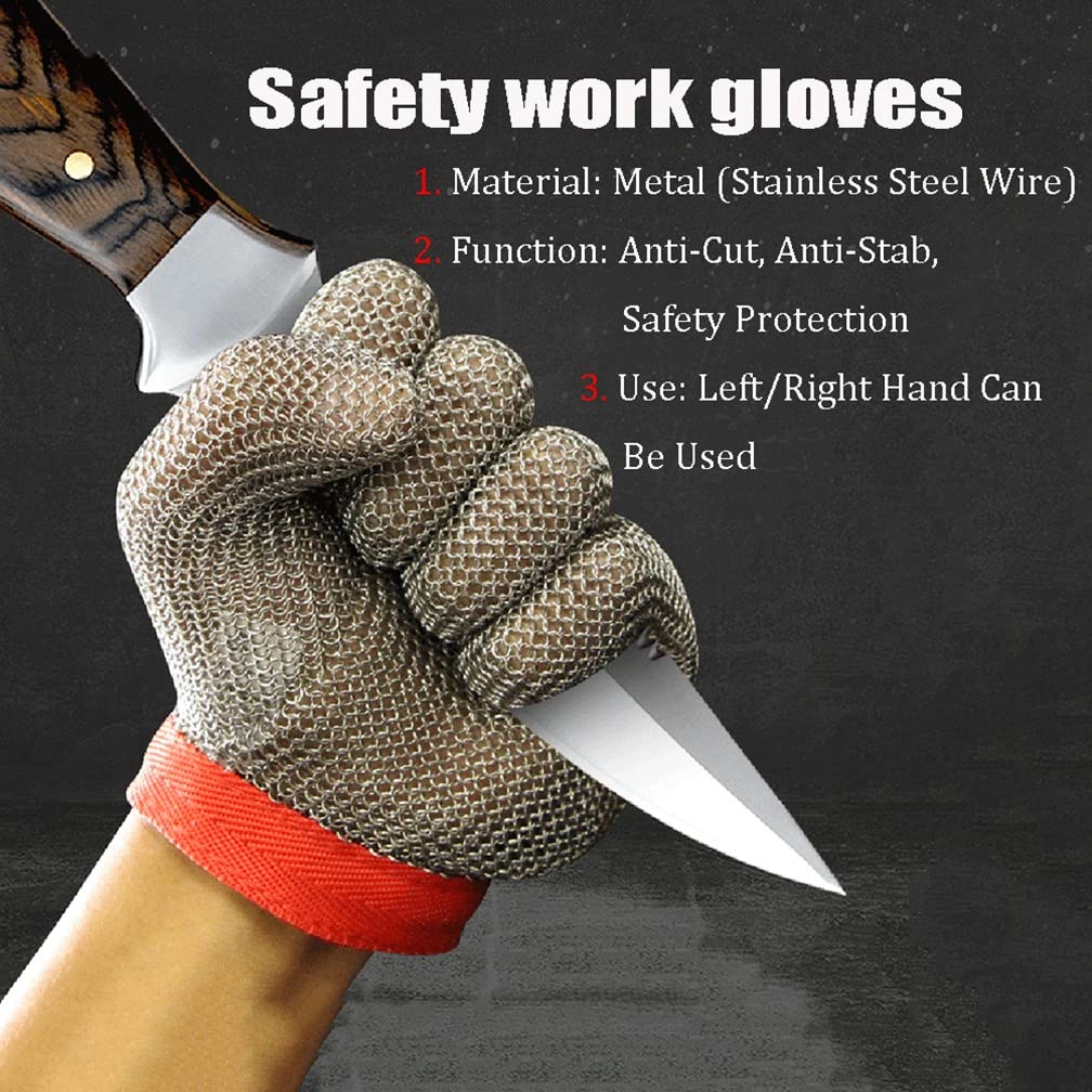 Guantes de trabajo Guantes Anticortes Grado Alimenticio Cocina Carnicero Procesamiento De Carne Guantes Resistentes A Cortes, Protección De Nivel 5 Seguridad (Size : 1 Piece/S)